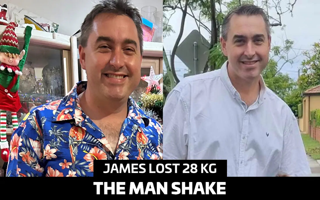 James lost 28kg in 5 months using The Man Shake Chocolate — before & after