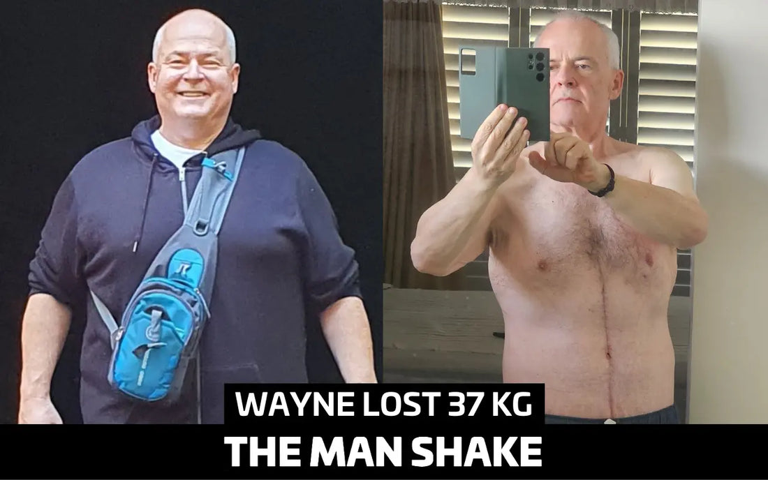 Wayne lost 37kg in 13 months using The Man Shake Choc Honeycomb — before & after